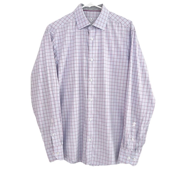 Bugatchi Other - Bugatchi Uomo Plaid Long Sleeve Button Up Shirt Office Work Flip Cuff Men’s 15.5